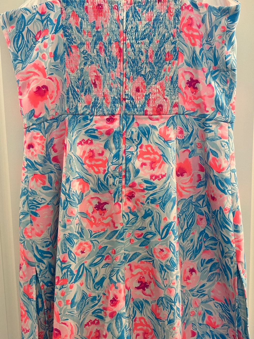 Lilly Pulitzer Skort Romper Dress Size 6 Blue Pink Floral Bow Front Smocked Back - Picture 5 of 6
